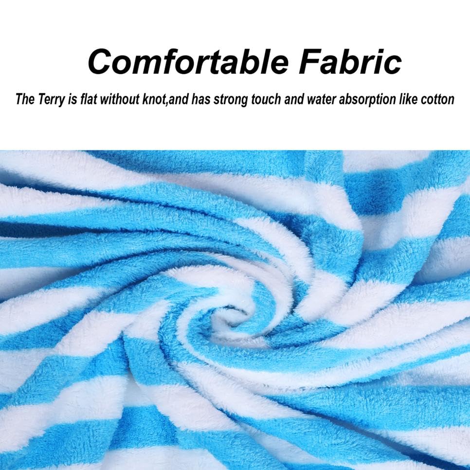 Homecloud Ultra Soft 300 Gsm Bath Towel Set | 3x Softer Than Cotton Towels Strip Skyblue | Highly Absorbent & Ultra Fast Dry | Set Of 2 (1 Bath + 1 Face Towel)