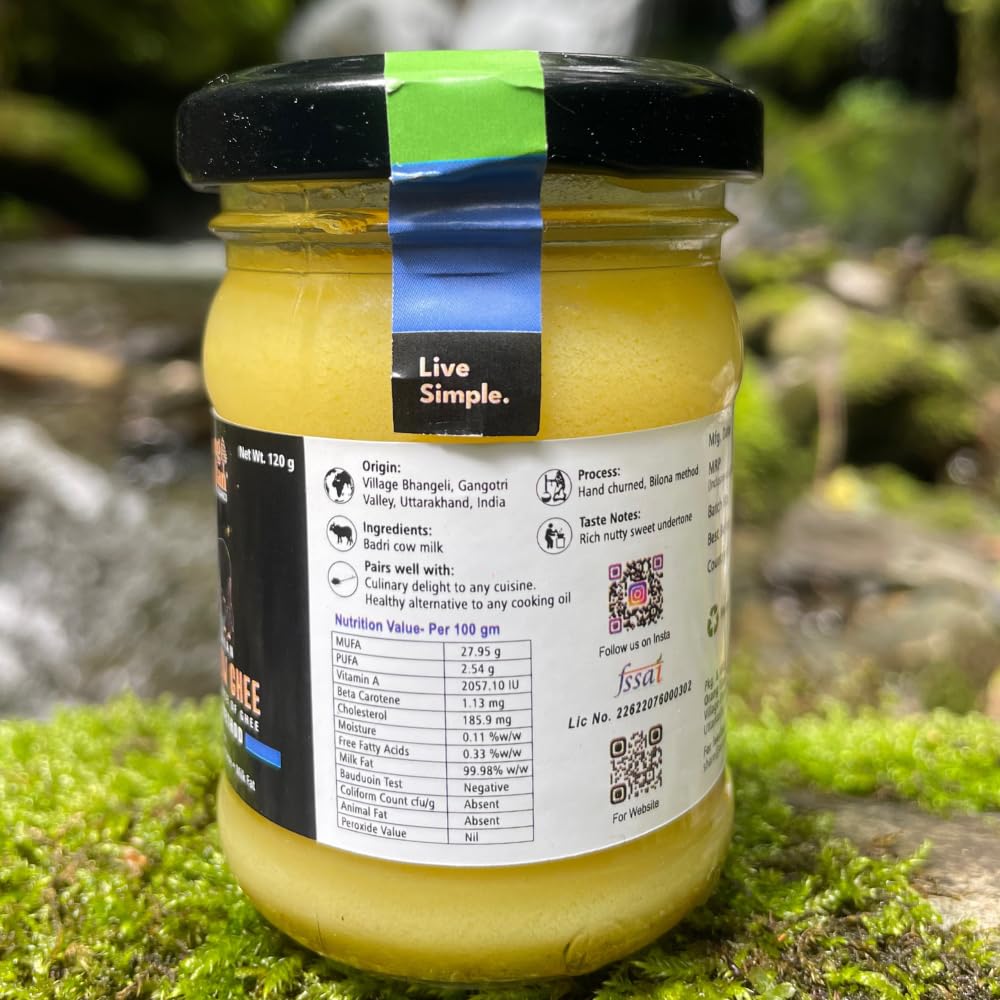 Natural Himalayan Organic Badri Cow Ghee By Orang Utan | Naturally Bilona Method Healthy Cow Ghee Good For Heart Health | (120ml) 4.0 Ounce | Jar Pack
