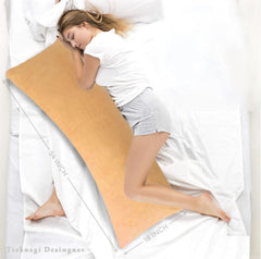 Full Body Pillow, Long Pregnancy Pillow For Sleeping, Beige - 54 X 18 Inches | Large Pillow For Hug, Cuddle, Side Sleeper | Pillow With Ultra Soft Velvet Hidden Zipper Cover, Multipurpose Use