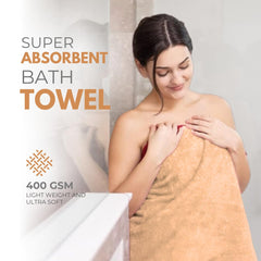 Black Gold The Finer Touch Microfiber Bath Towels 1500 Gsm | Super Absorbent, Lightweight, Ultra-Soft, Fade Resistant (Beige) - Pack Of 3