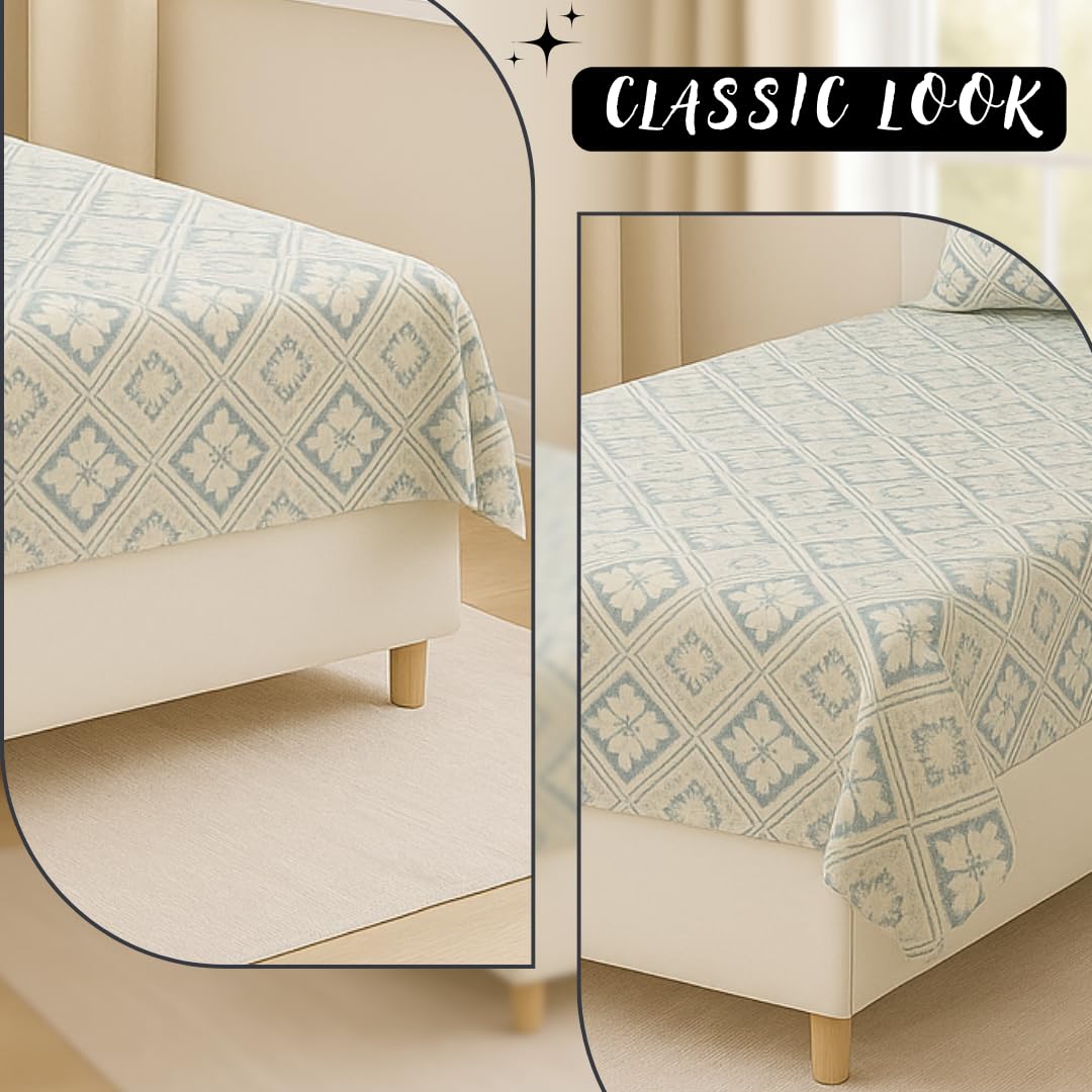 Bedsheet For Single Bed With 1 Pillow Cover - Size 90 X 60 Inches, Grey & White | Soft Touch Cotton Fabric-Comfortable & Durable | Elegant Printed Bedding Set For Daily Use