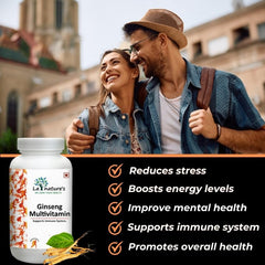 La Nature's We Care Your Health Ginseng Multivitamins & Multimineral Capsules Korean Red Ginseng Root Energy & Immune Support For Men & Women | 60 Soft Gels 100gm 0.2lbs Each Pack Of 2