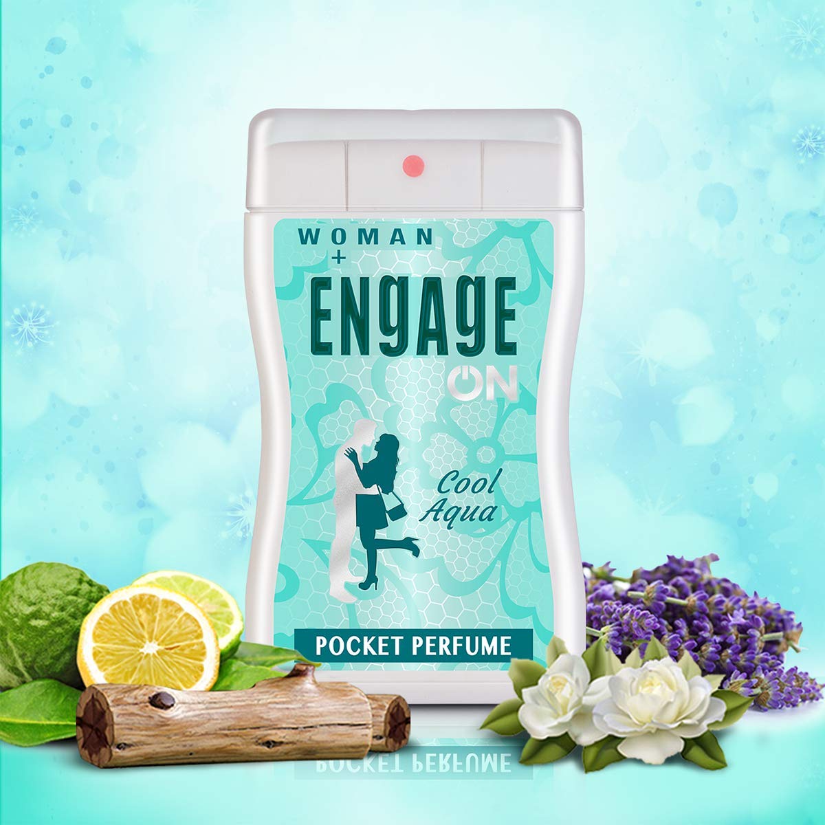 Engage On Cool Aqua Pocket Perfume For Women | Floral & Lavender Fragrance Scent, Skin Friendly 18ml 0.6 Fl.oz.