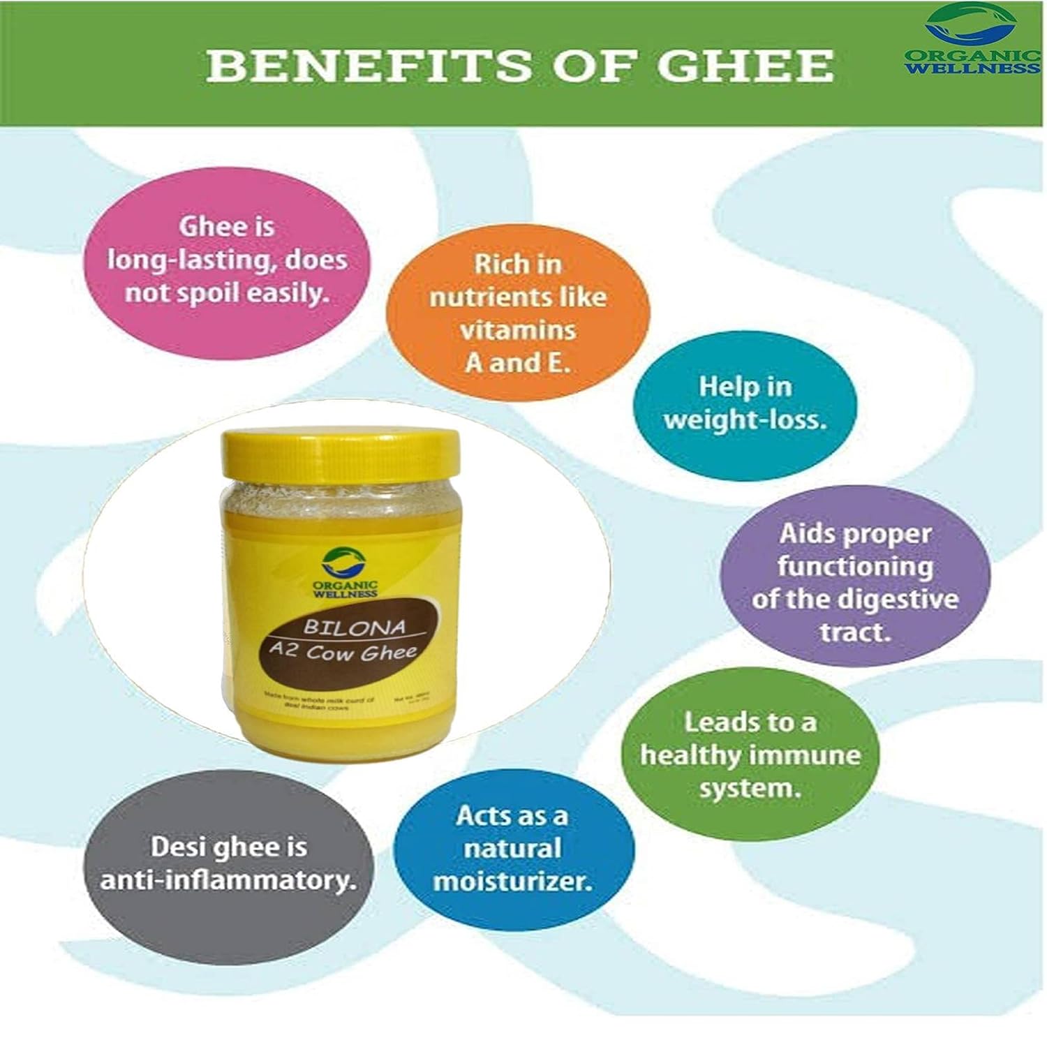 Premium Desi Bilona Cow Ghee By Organic Wellness | Natural & Healthy Gir Cow Cultured Desi Ghee Perfect For Cooking | (400ml) 13.5 Ounce | Jar Pack