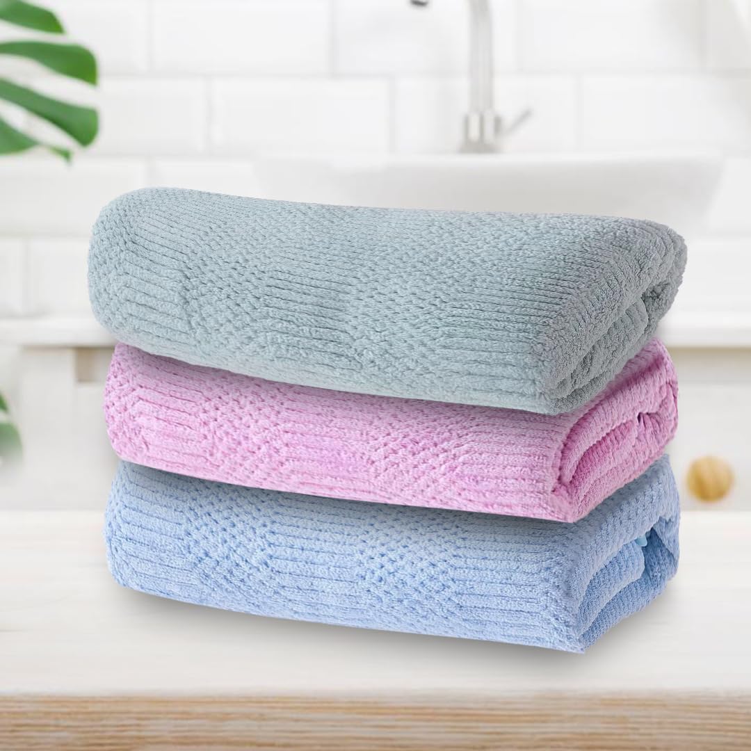 The Better Home Microfiber Bath Towel 1350 Gsm | Soft, Lightweight, Absorbent & Quick Drying Bath Towel For Men & Women (Pink + Green + Blue) - 3 Pcs