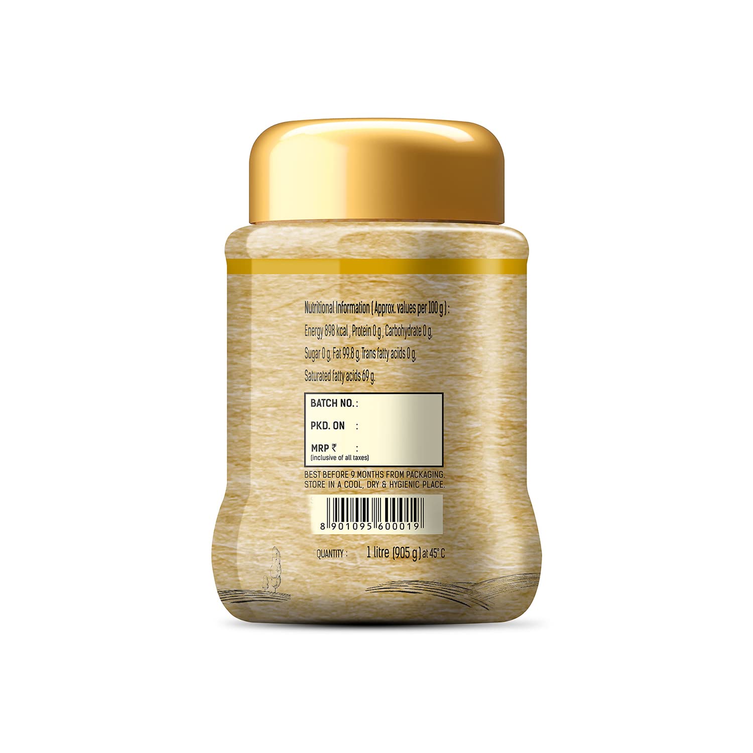 Pure Organic Desi Cow Ghee By Society | Rich Aroma & Nutritious Healthy Desi Cow Ghee Perfect Taste For Your Food | (1 Litr) 33.8 Ounce | Jar Pack