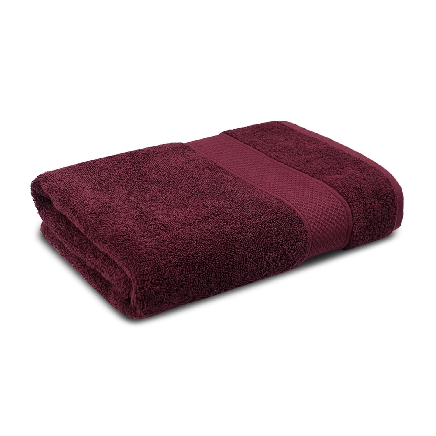 Hanorix 100% Cotton Large Size Bath Towel 900 Gsm | Soft Bath Towel For Men & Women Ultra Absorbent Cotton Towel Soft & Absorbent Towel (Maroon) - Pack Of 2
