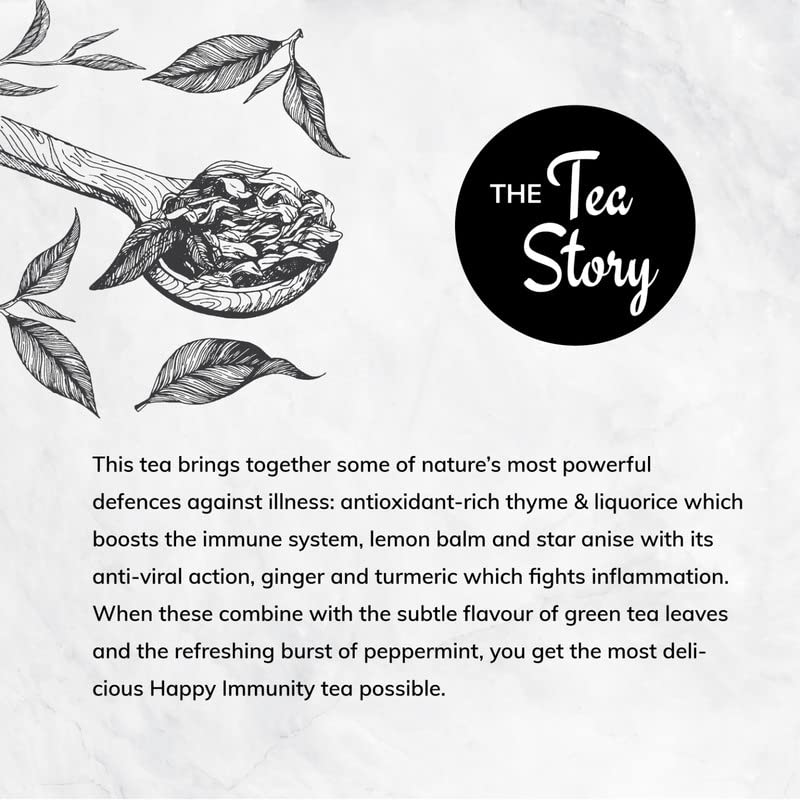 Tea Culture Of The World Happy Immunity Green Tea - 16 Tea Bags | Ayurvedic Herbal Tea With Green Tea, Liquorice, Turmeric - Immunity Booster, Medium Caffeine