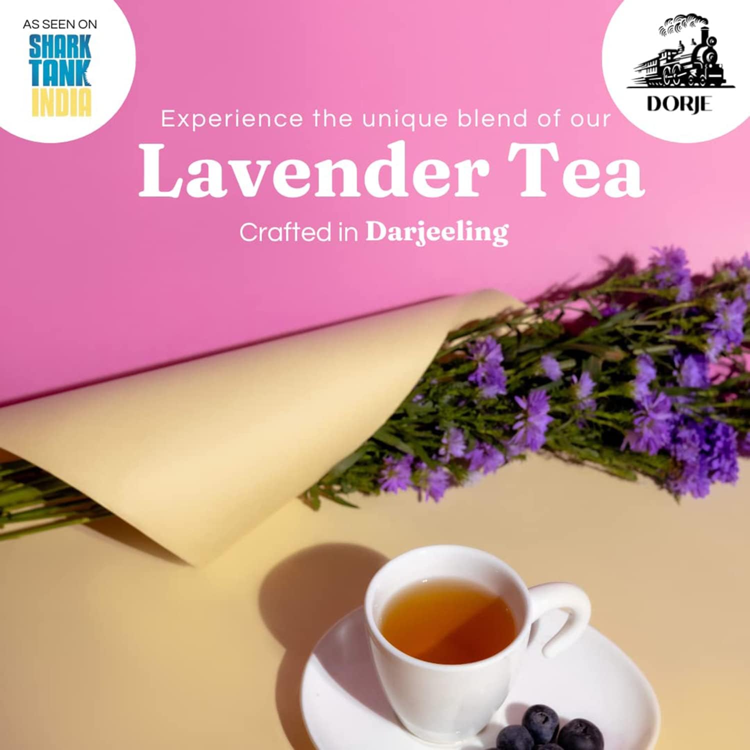Dorje Teas Darjeeling Lavender Tea - 100gm, 3.5 Ounce, 40 Cups | Promotes Good Sleep & Stress Relief - Low Caffeine, Soothing Tea For Relaxation & Glowing Skin