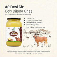 100% Natural A2 Gir Cow Ghee By Bhumi Organic | Naturally & Healthy Bilona Method Cow Ghee | (1 Litr) 33.8 Ounce | Jar Pack