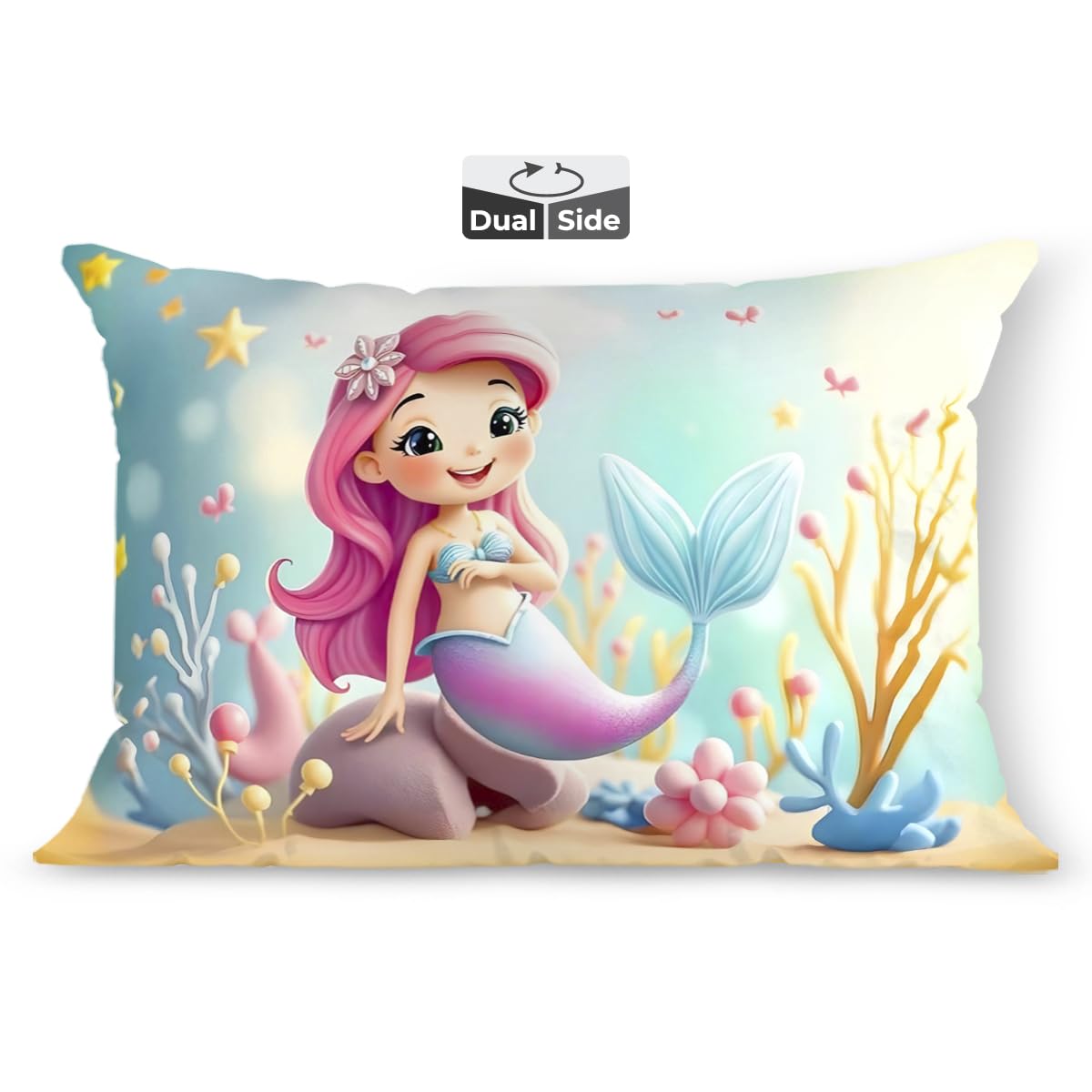 Kids Pillow Cushion With Super Soft Fabric Pillow - 12 X18 Inches | Animal & Cartoon Prints, Soft Pillow, Dual Sided Design | Multi-Purpose, Durable & Easy Care, Made In India - Design 11
