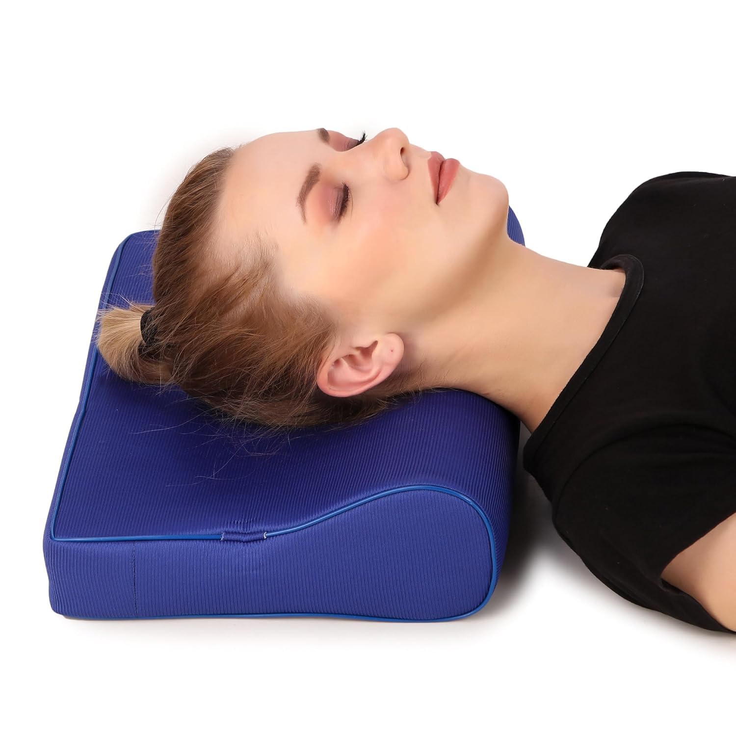 Cervical Pillow For Spondylosis Neck & Back Pain Support, Soft Pillow - Blue | Stress Universal Senior Citizen Men & Women | For Back, Head & Side, Stomach Sleepers