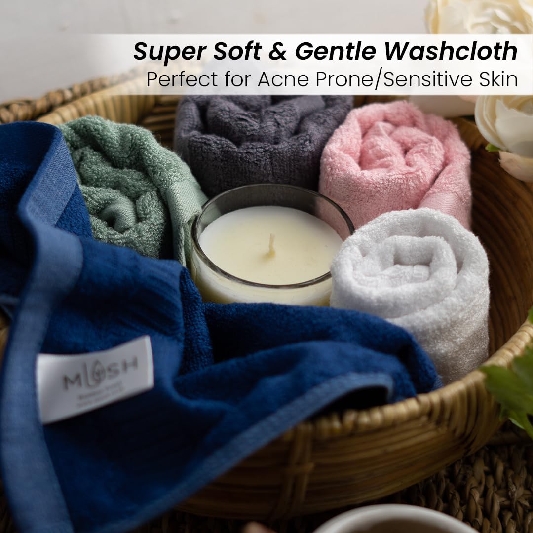 Mush 100% Bamboo Face Towel 500 Gsm | Ultra Soft, Absorbent, & Quick Dry Towels For Facewash, Gym, Travel | Suitable For Sensitive/Acne Prone Skin | Pack Of 3