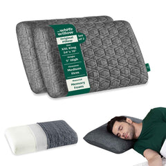 Memory Foam Pillow For Neck & Shoulder Pain Relief - XXL King Size - 5 Inch | Cervical Thick Pillow For Sleeping -Orthopedic Bed Pillow For Back, Side & Stomach Sleepers - Set Of 2