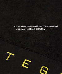 Tego Cotton Performance Sports Towel 100 Gsm - Gym, Work Out, Fitness Towel (Black)