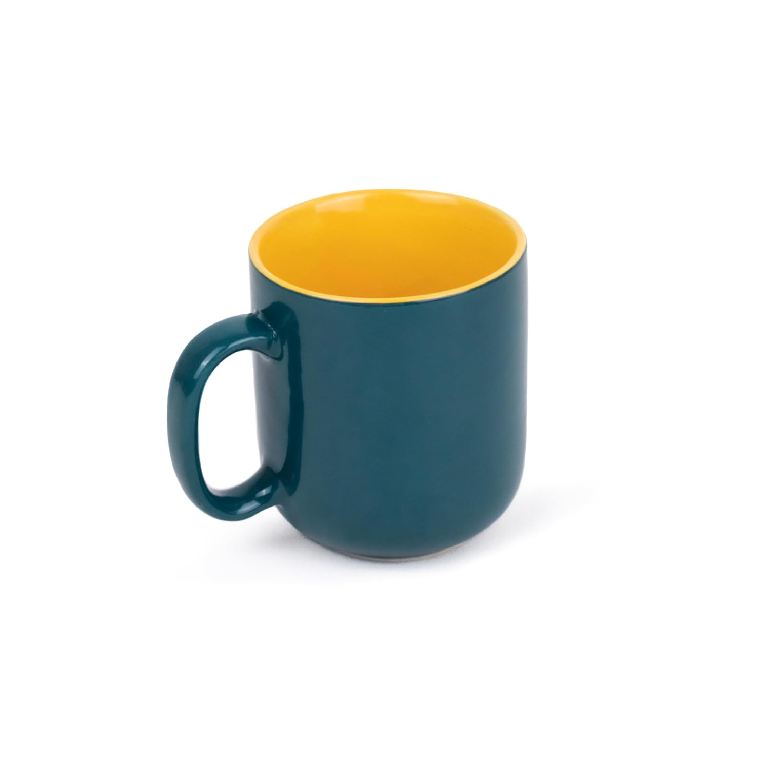 Large Ceramic Coffee Mug Set Of 2 - Teal Yellow, 400ml Each | Ceramic Belly Mug, Tea Mug With Matte Finish - Mug For Coffee | Ceramic Coffee Mug - Microwave Safe & Dishwasher Safe