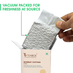 Teabox Bombay Cutting Chai Tea - 250gm, 8.8 Ounce | Blended With Natural Cardamom, Ginger & Fennel - Inspired By The Bustling City | Medium Caffeine Tea Leaf