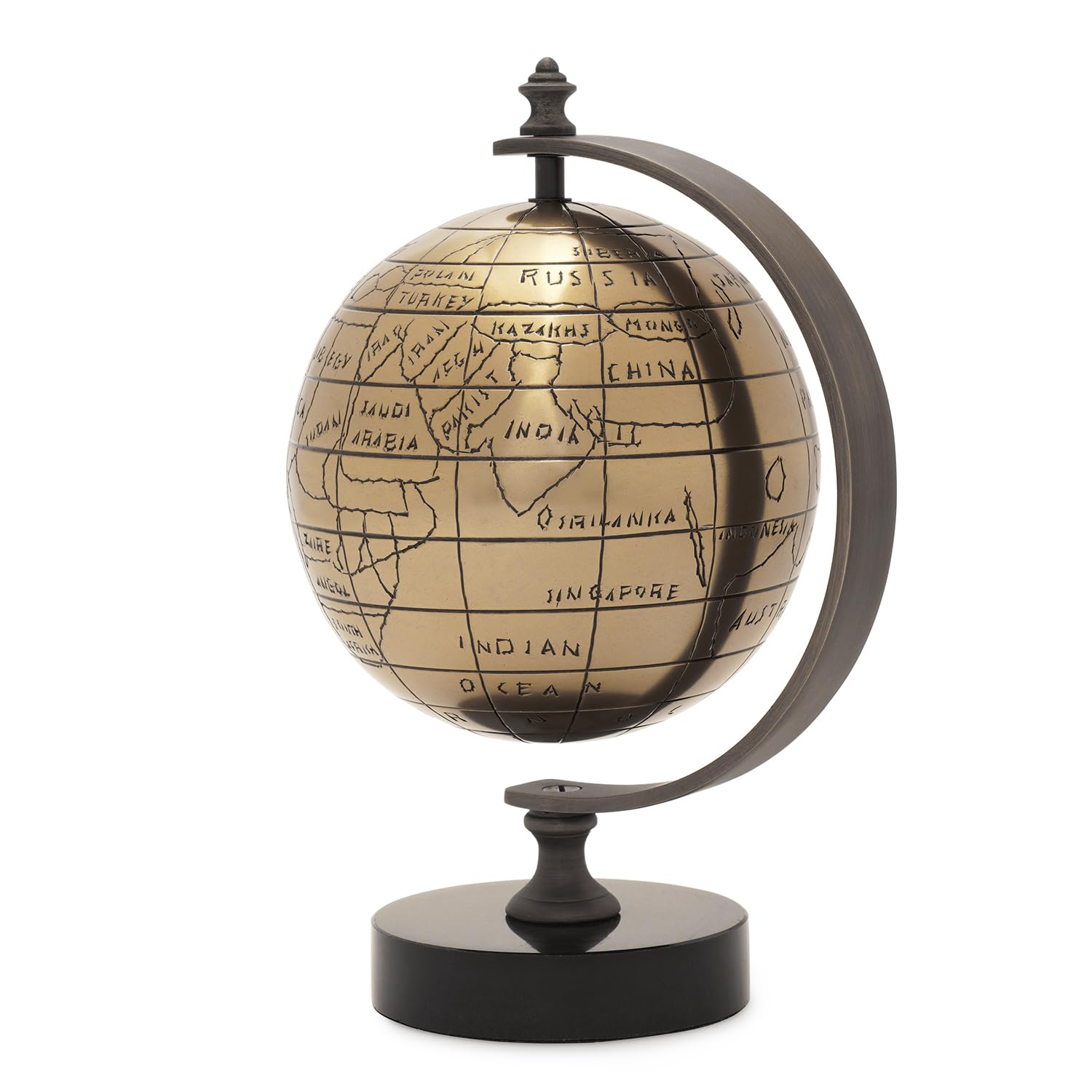 Gold Decorative Globe With Stand - Small For Home Decor, Statue Table Decor, Living Room Decor, Multifunctional Home Decor, Pack Of 1