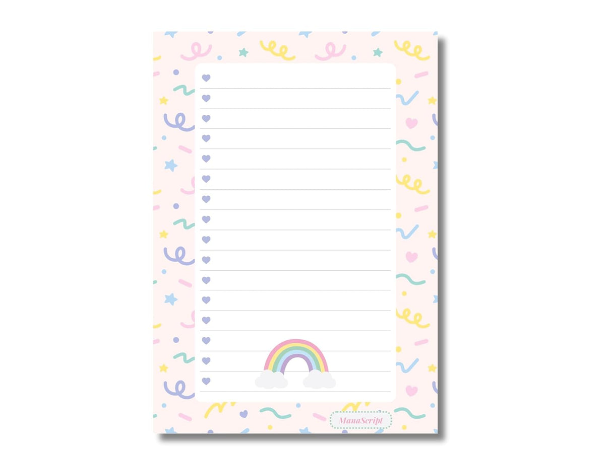 A5 Notes/To Do List Notepad, Beautiful Checklist Pad, Tear-Off Sheets (Rainbow) Pack Of 1