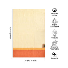 Suntails Cosmic Turkish Cotton Hand Towel 175 Gsm | Quick-Dry, Lightweight Towel With Striped Design & Fringe (Multi Colour)- Pack Of 6