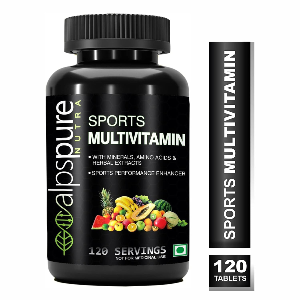 Alpspure Nutra Sports Multivitamin , Sports Performance Enhancer With Minerals, Amino Acids Andherbal Extracts | Essential Nutrients For Energy & Stamina | 120 Capsules , 200gm 0.4lbs