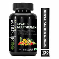 Alpspure Nutra Sports Multivitamin , Sports Performance Enhancer With Minerals, Amino Acids Andherbal Extracts | Essential Nutrients For Energy & Stamina | 120 Capsules , 200gm 0.4lbs