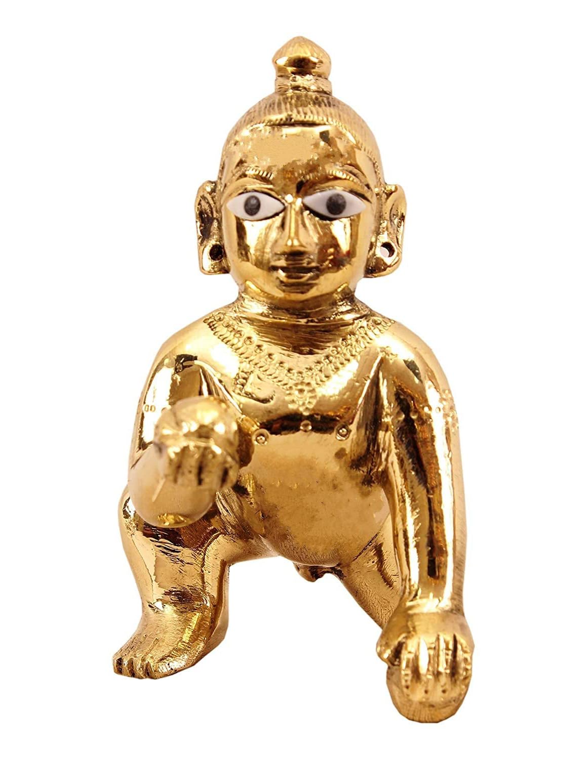 Ashtadhatu Laddu Gopal Idol, Thakur Ji, Bal Gopal, Gold, Brass, Size - No. 1, Traditional Style, Handmade Idol, Janmashtami Special Statue, For Home Temple, All Occasion Statue