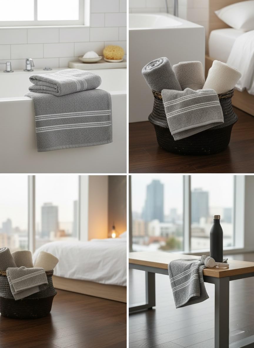 Lavone Premium Cotton Bath Towels 450 Gsm (Light Grey) - Pack Of 1