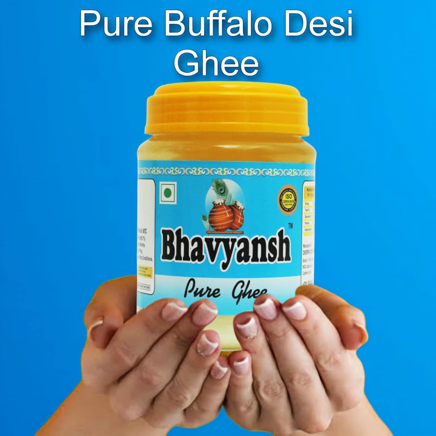 Premium Pure Buffalo Ghee By Bhavyansh | Good Source Of Healthy & Pure Buffalo Ghee Perect For Cooking | 2 Litre (1 Litr * 2) 67.6 Ounce | Jar Pack