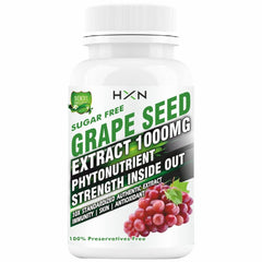 Hxn Grape Seed Extract 1000mg 98% Polyphenols Antioxidant Supplement, Healthy Cholesterol Level, Boost Immunity, Promotes Hair & Skin Hydration | 60 Tablets 100gm 0.2lbs