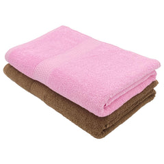 Patpug 100% Indian Ultra Soft Cotton Bath Towel 900 Gsm | Highly Absorbent Quick Drying Towel (Coffee Brown & Baby Pink) - Pack Of 2