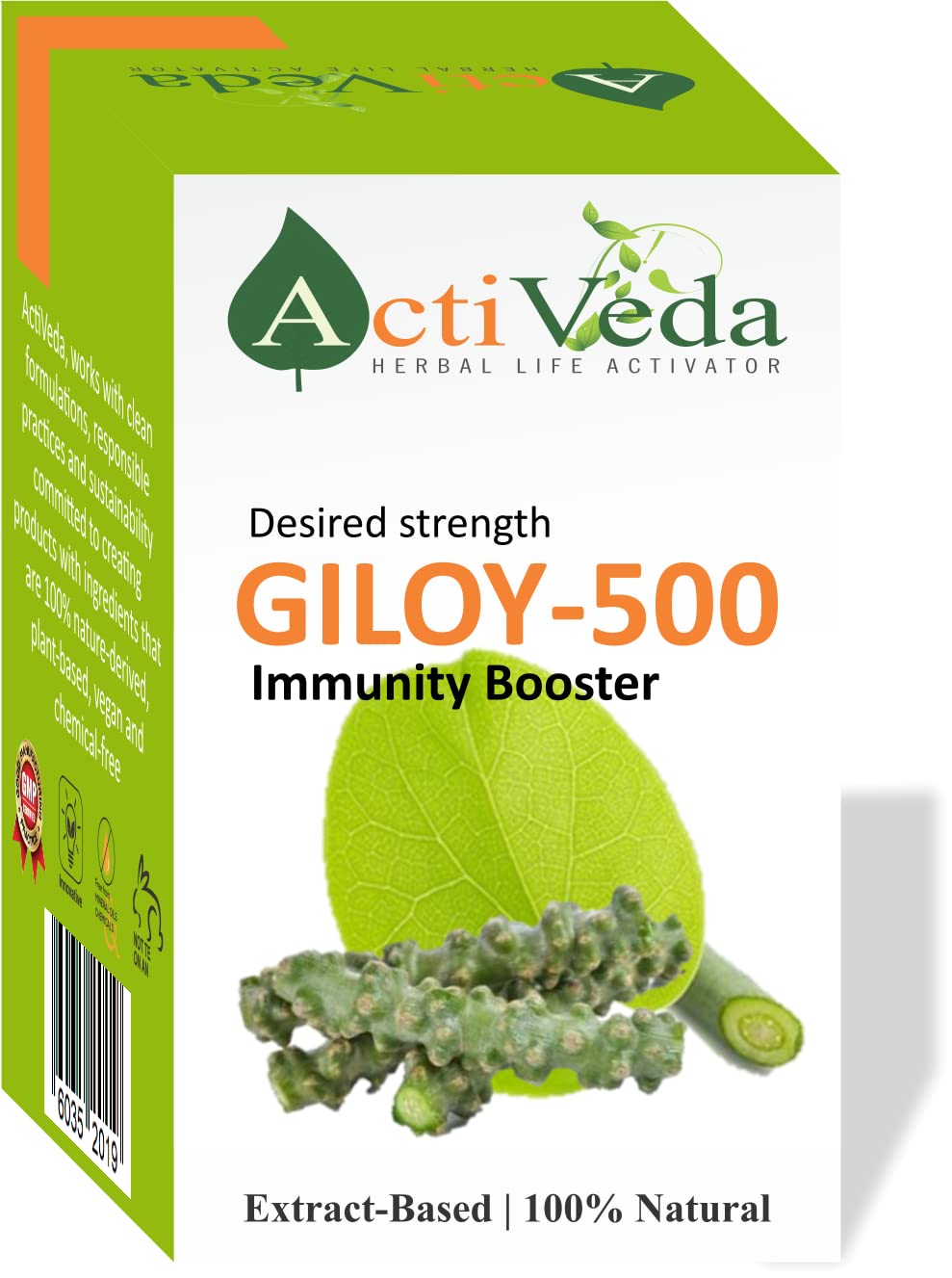 Activeda Giloy 500, Double The Strength To Boost The Immune System, No Side Effects & Suitable For Daily Use | 30 Capsules 50gm 0.1lbs