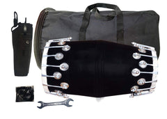 Wooden Musical Instrument Dholak With Full Tool Kit - Black | Instrument Drum Nuts & Bolt, Dholak For Festivals, Wedding, Satsang - Very Easy To Tune