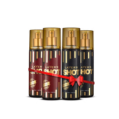 Layer'r Shot Gold Iconic + Iconic & Imperial + Imperial Body Spray 50ml 1.6 Fl.oz. Each Pack Of 4 | For Men