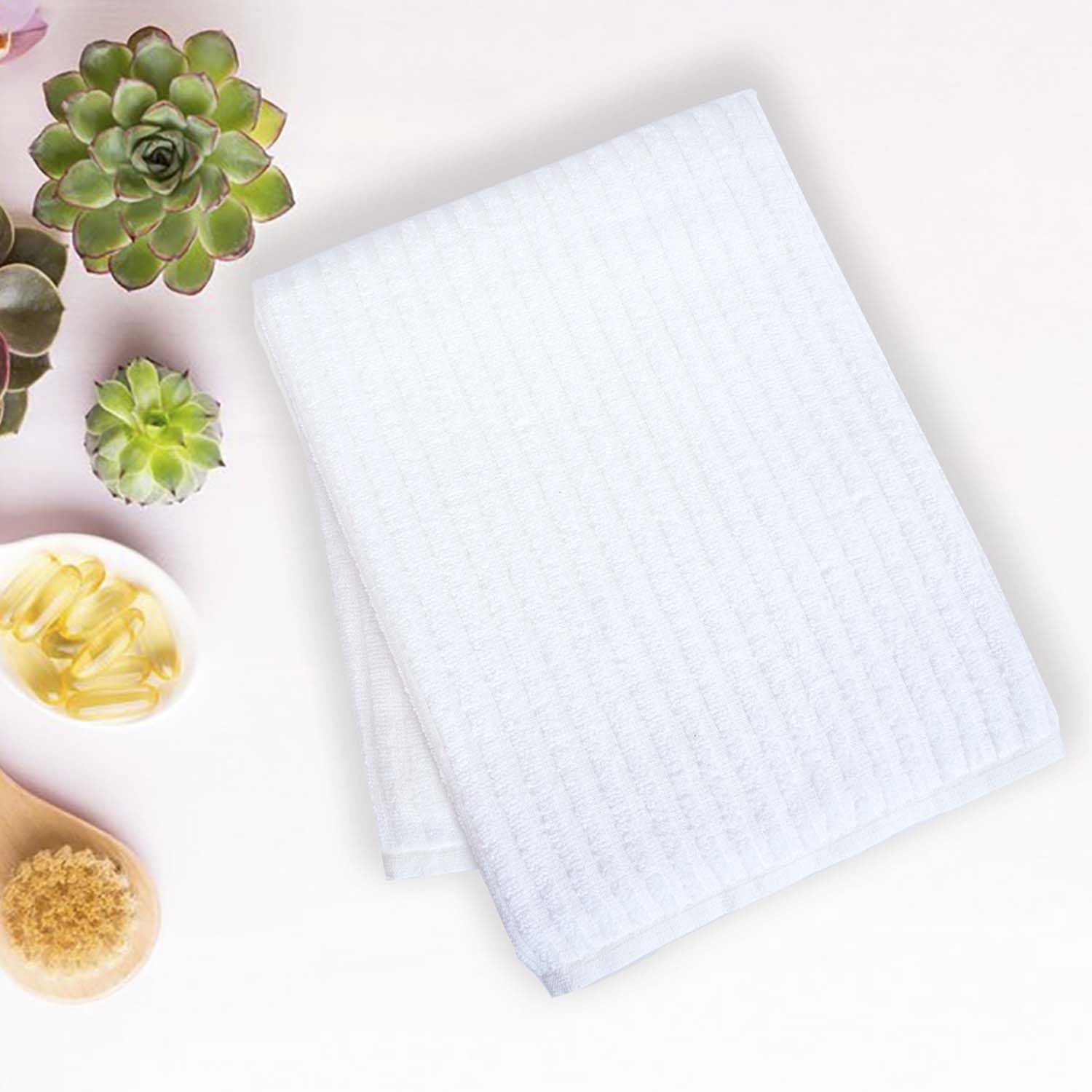 Micro Cotton Versa Craft Bath Towel 1100 Gsm | Soft, Quick Drying Cotton XL Size Bath Towel (White) - Pack Of 2