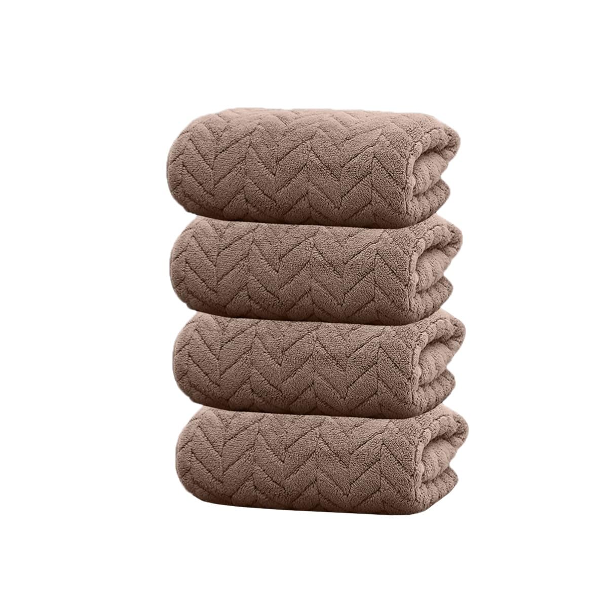Housse Microfiber Nova Coral Fleece Hand Towel 800 Gsm | Ultra Soft Super Absorbent Towels For Gym, Yoga & Beach (Brown) - Pack Of 4