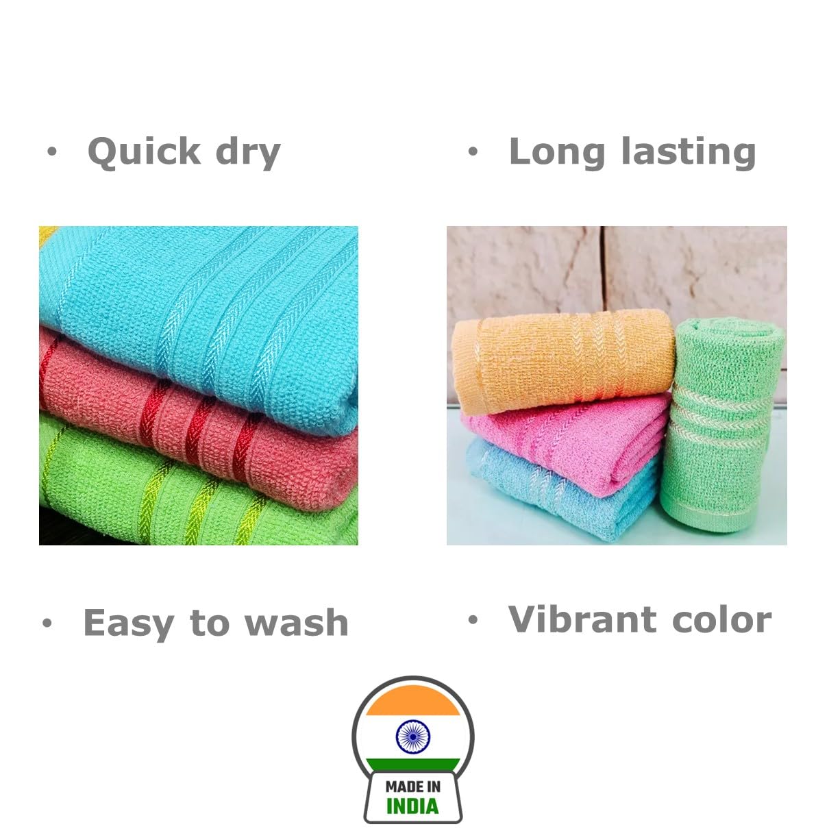 Cotton Bolls Textiles Cotton Hand Towel 520 Gsm | Multipurpose Napkins Kitchen Towel Wash Basin Gym Yoga (Set Of 6)