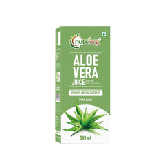 Nutriorg Organic Aloe Vera Juice With Pulp, Cold - Pressed Pure Aloe Vera Supports Hair, Skin, Detox, Weight Loss & Immunity, No Added Sugar Ayurvedic Juice Digestive Health | 500ml 1.1lbs