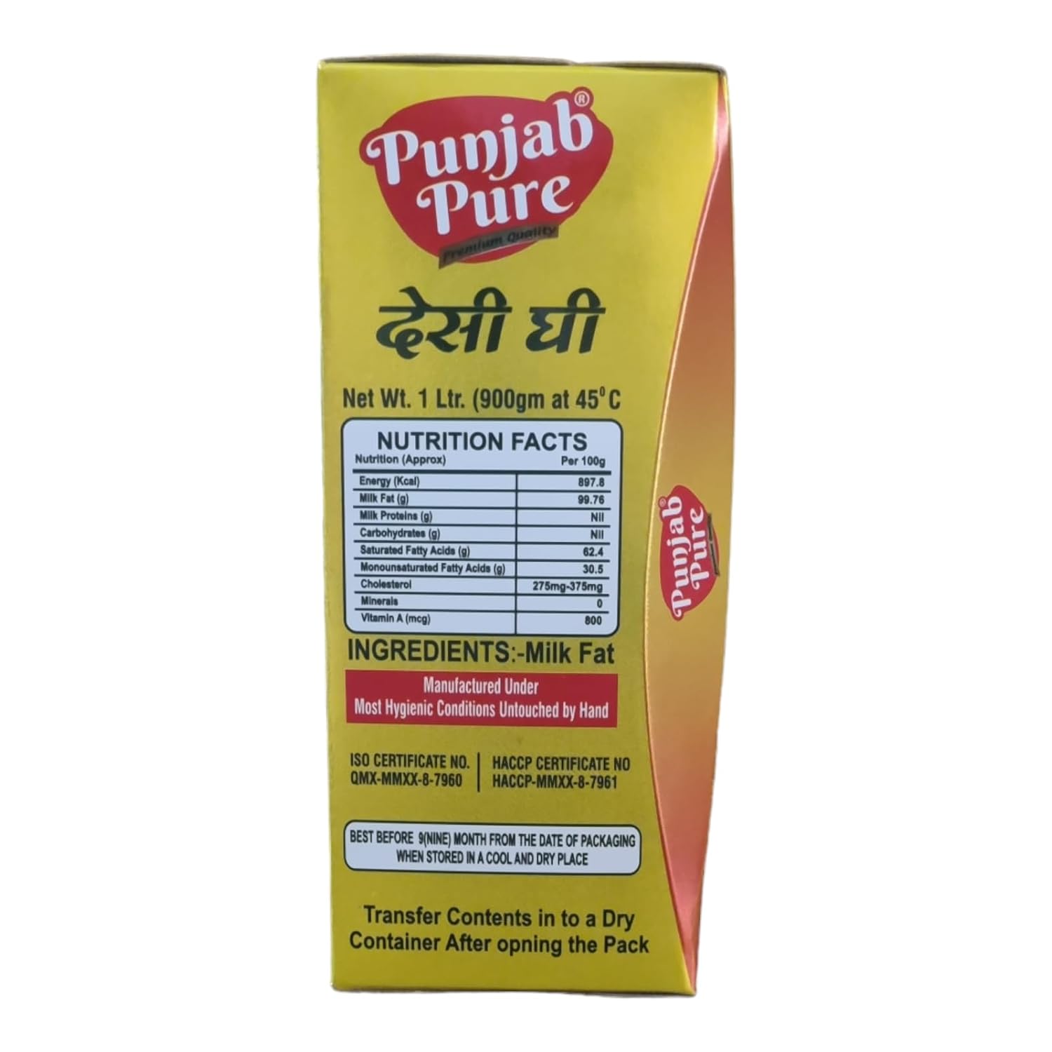 Pure Desi Cow Ghee By Punjabpure | Homemade & Fresh Prepared Using Traditional Method Desi Cow Ghee Good For Chapatis, Parathas | (1 Litre) 33.8 Ounce | Box Pack
