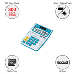 Casio Mj-12vcb-bu 300 Steps Check & Correct Colourful Desktop Calculator (Blue) | 12 Digits, 2-way Powered