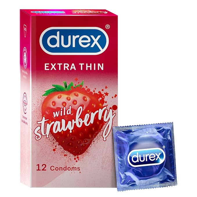 Durex Extra Thin Intense Strawberry Flavored Condoms For Men - 12s