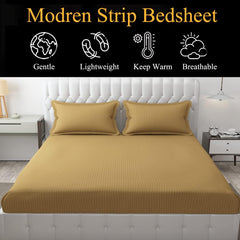 Wrinkle Resistant King Size Bedsheet With 2 Pillow Cover - 108 X 108 Inches, Beige | Smooth, Breathable, Comfortable Double Bedsheet