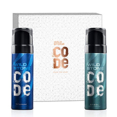 Wild Stone Code Steel & Titanium Body Men Perfume 240ml 8.1 Fl.oz. Pack Of 2 | Perfect Gift Set For Bestfriend