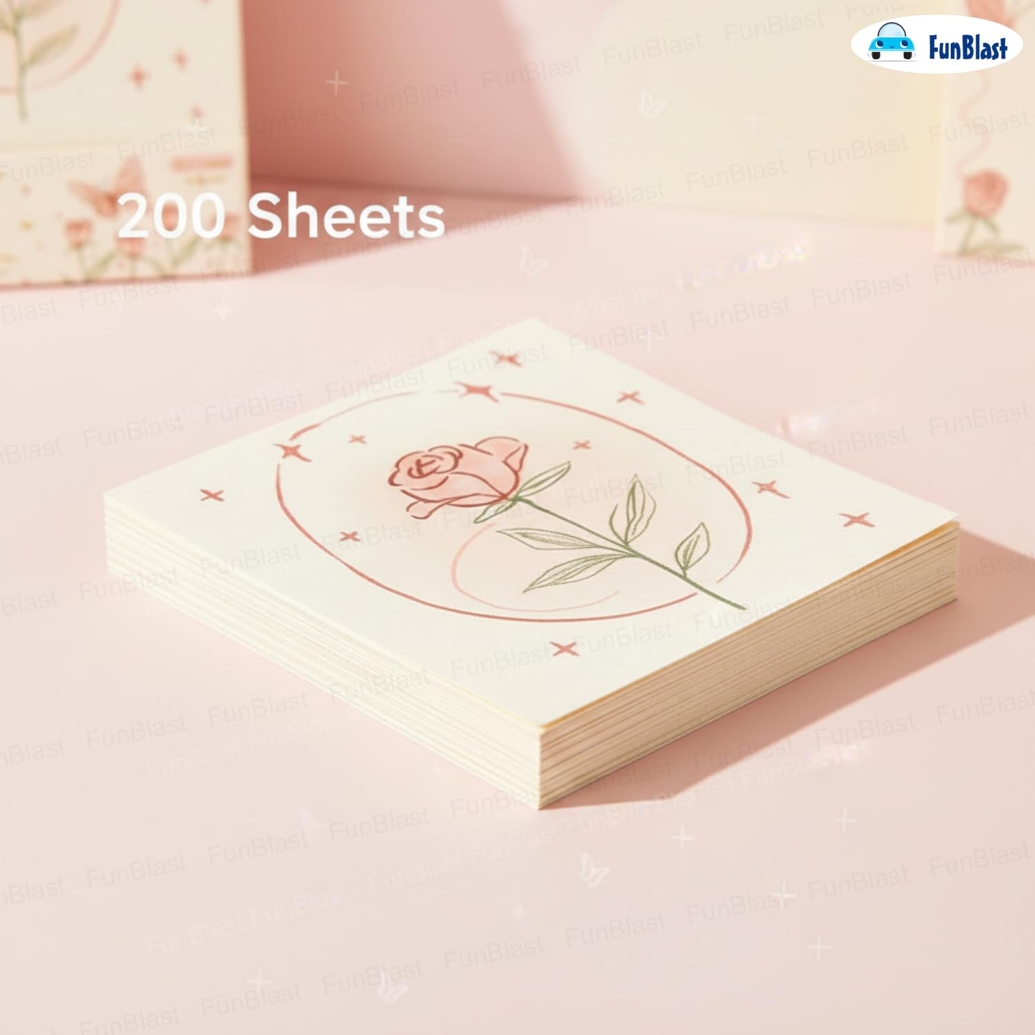 Morning & Rose Sticky Notes –200 Sheets Kawaii Memo Pads | Notes For Study, Writing, (Rose Roll)