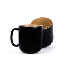 Large Ceramic Coffee Mug Set Of 2 - Black & Brown, 400ml Each | Ceramic Belly Mug, Tea Mug With Matte Finish - Mug For Coffee | Ceramic Coffee Mug - Microwave Safe & Dishwasher Safe