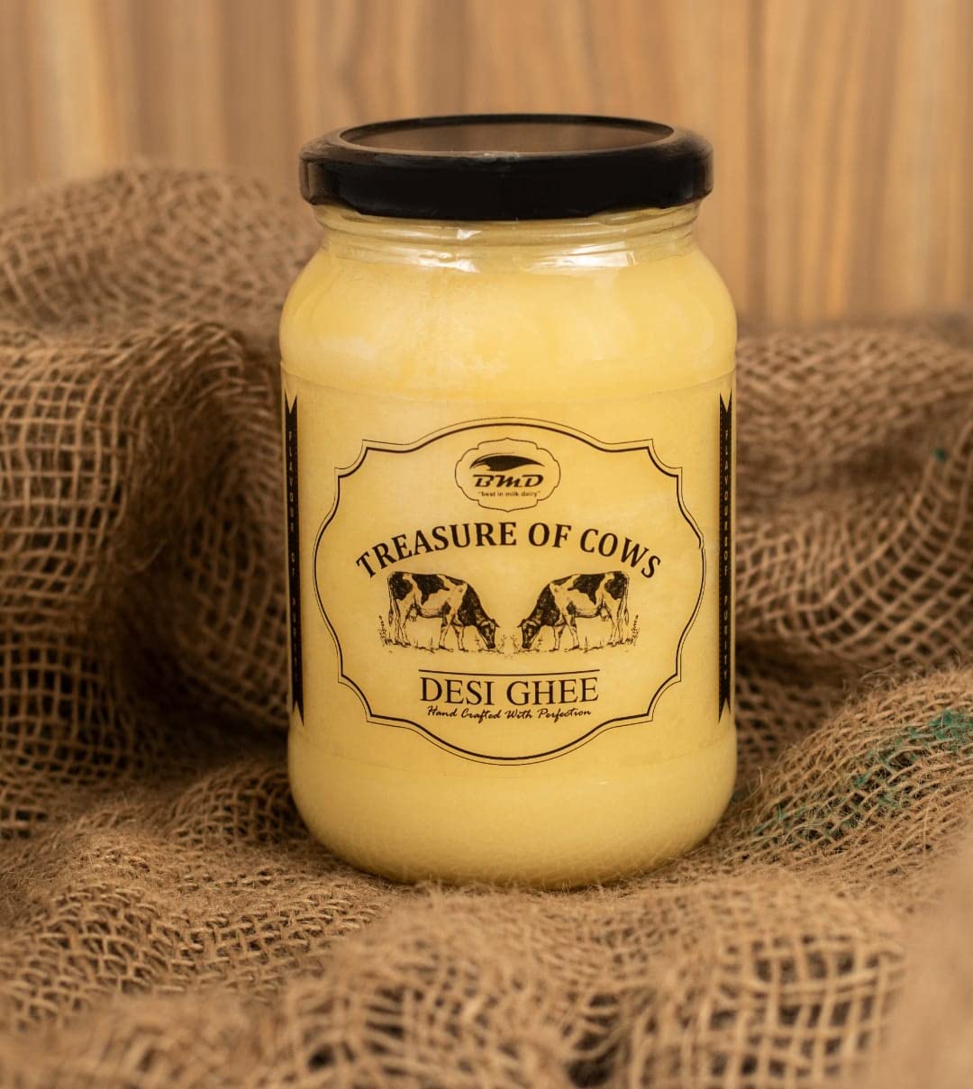100% Natural Desi Cow Ghee By BMD | Healthy & Traditionally Prepared Curd-Churned Ghee Good For Rotis | (500ml) 16.9 Ounce | Jar Pack