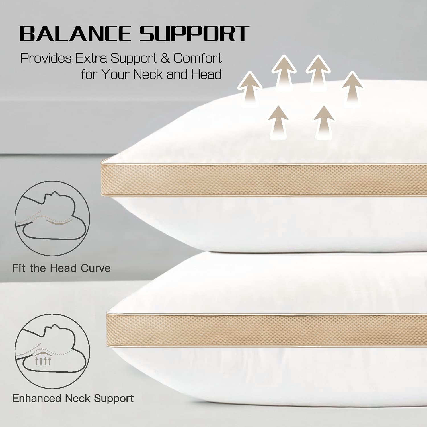 Gusset Pillow, 3d Virgin Fiber Filled, Adequate Firmness & Support, Microfiber - 17 X 27 Inch | White Pillow, Supportive Comfort, For Side, Back & Stomach Sleepers - Pack Of 2