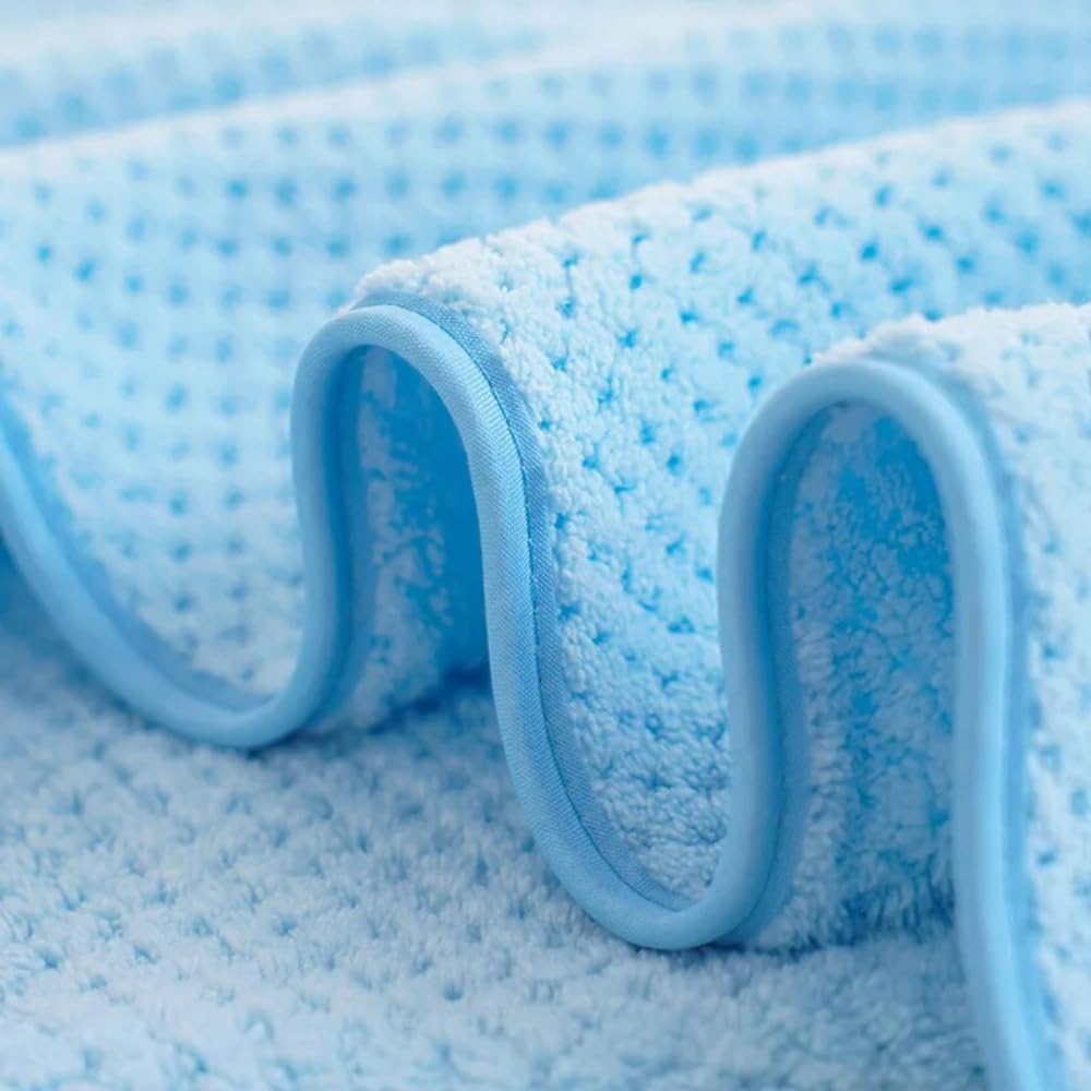 Linear Microfiber Bath Towel & Hand Towel 300 Gsm | Microfiber Bath Towels For Large Size For Men & Women (Blue)
