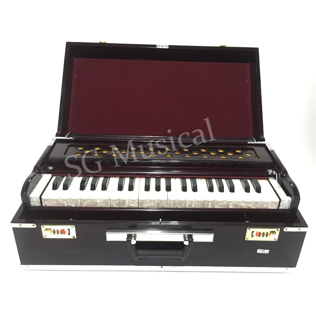 Harmonium With 42-Keys, 9 Stopper, 7 Bellow, Two Reed (Bass-Male), 3.5 Octave, Coupler, Chudidaar With Padded Carry Bag