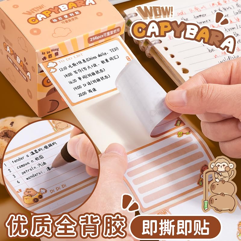 Sticky Notes - 256 Pcs Peel Reusable, Sticky Notes For Study, Writing, School & Home (Bear)